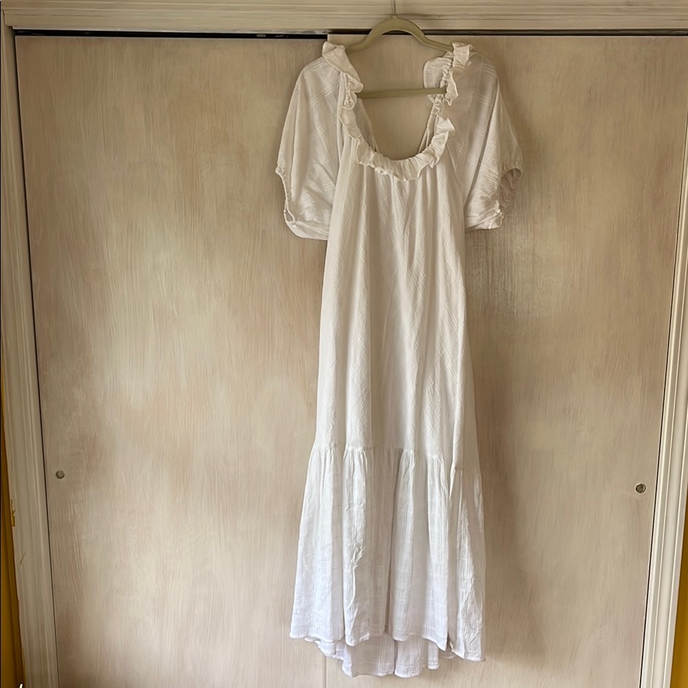 FREE PEOPLE 100% Cotton Open Back White Midi Dress Sz S - Picture 2 of 11